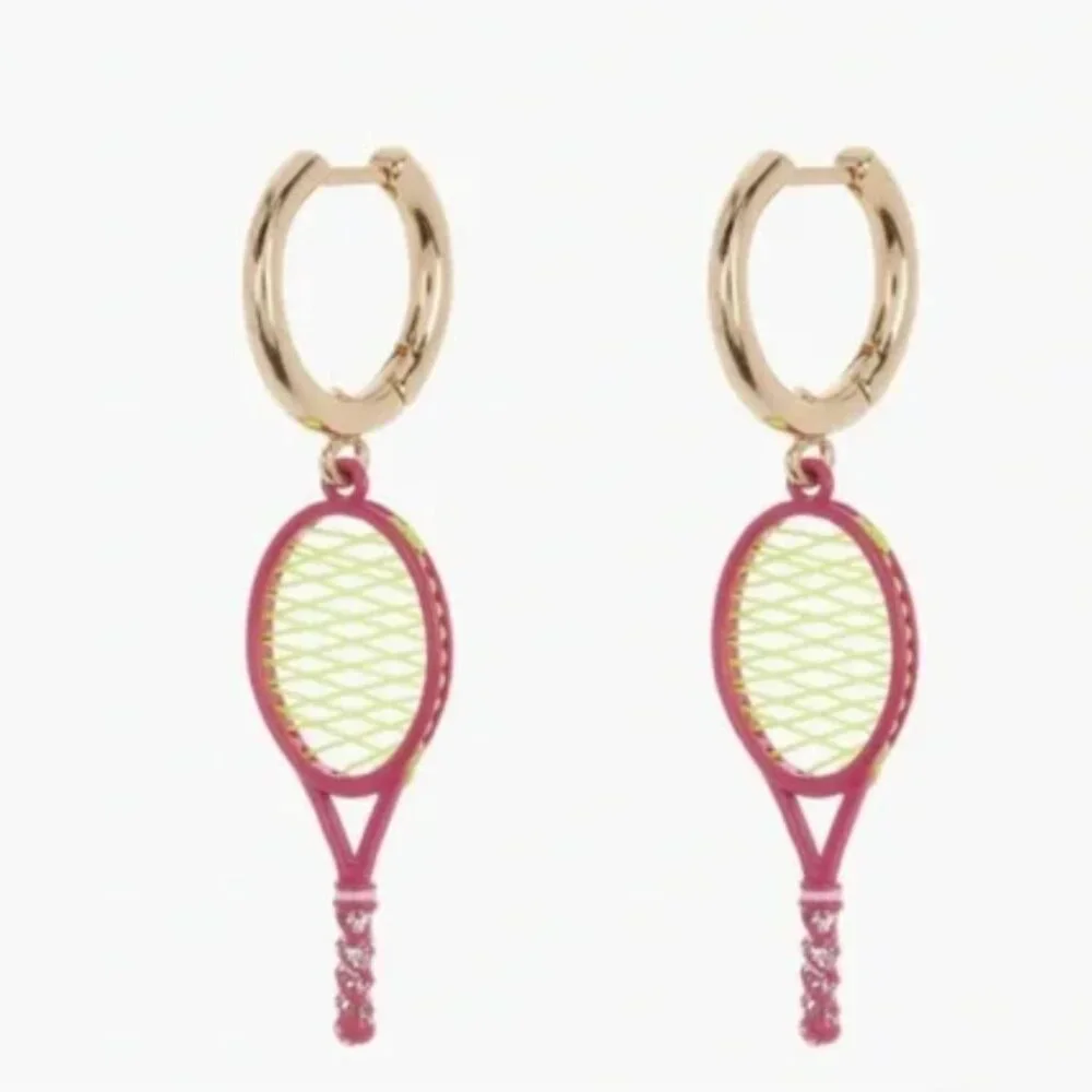 BaubleBar A Game of Style Neon Tennis Racket with Tennis Ball Studs Earrings NIB - Picture 4 of 5